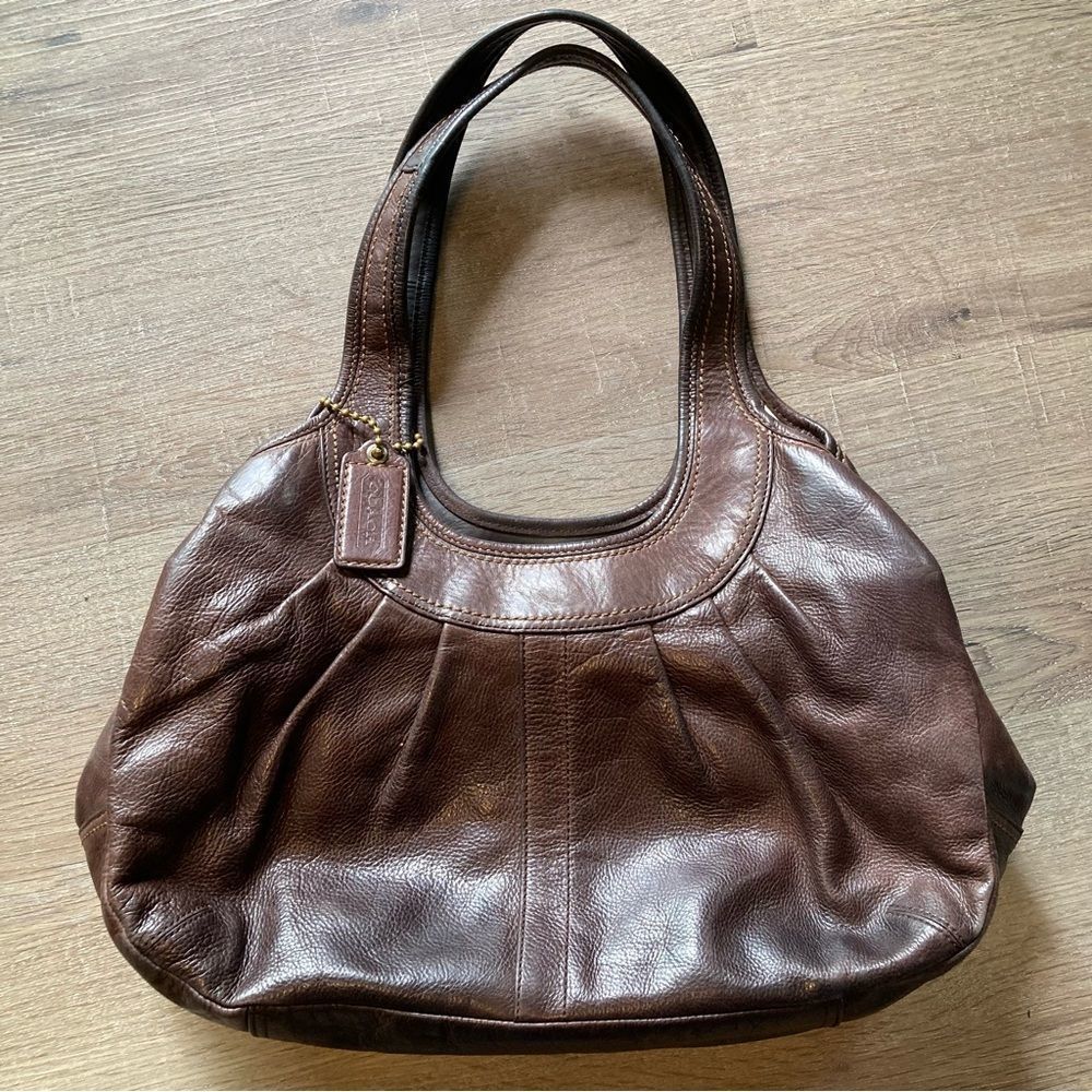 Vintage Coach Ergo Brown Leather Satchel Kisslock EUC